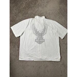 Vintage Mens Tshirt Button 90s Harley Davidson 2 Pocket Y2K Streetwear Size XXL